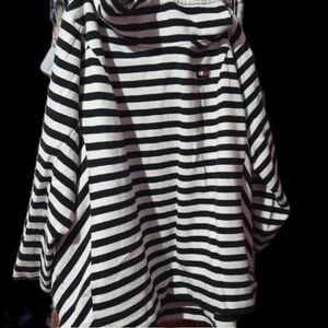 Tommy Hilfiger Classic Black and White Striped Top Long Sleeve